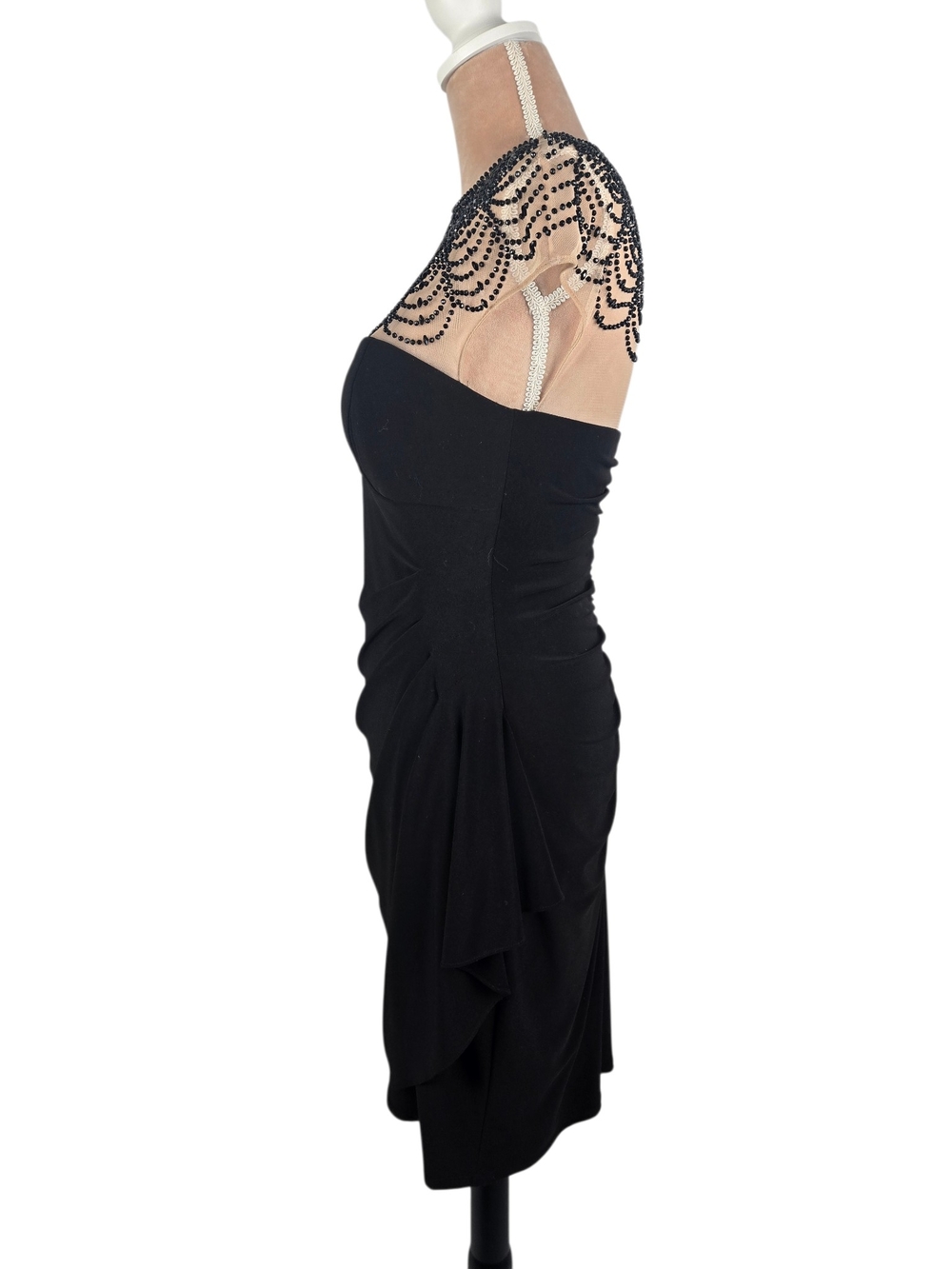 XSCAPE Beaded Illusion Sweetheart Cocktail Dress in Black Size 8 - Picture 2 of 10